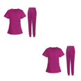 thumbnail image 1 of Maytalsory Stylish Women s Scrub Set Nurse V-Neckline Machine Washable Short Sleeves Suit Rose Red M 2Set, 1 of 6