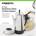 thumbnail image 2 of Presto Cafetière en Acier Inoxydable, Percolateur Robuste 12 Tasses, Argent, 2 of 11