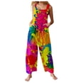 thumbnail image 1 of GDREDA Combinaison Pantalon à Poches Imprimée Décontractée de Carnaval pour Femmes, Style et Confort, Violet, P, 1 of 6
