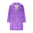 thumbnail image 4 of LSLJS Women Long Sleeve Lapel Plush Coat Fashion Solid Color Warm Coat, 4 of 6