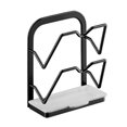 thumbnail image 1 of Black S Iron Pot Lid Rack No Hole Wall Mounted Kitchen Shelf Cutting Board Holder Chopping Board Bracket Organizer Black Color Small Size 7.87X3.54X9.06 Inches, 1 of 6