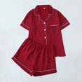 thumbnail image 2 of cfhntfmh Ensembles de Pyjama pour Femmes Ensemble de Pj Mignon à Imprimé Cœur Chemise à Manches Courtes Boutonnée avec Shorts Ensemble de Pjs 2 Pcs, 2 of 4