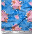 thumbnail image 1 of Soimoi Moss Georgette Fabric Leaves & Rose Floral Print Sewing Fabric Yard 42 Inch Wide, 1 of 3