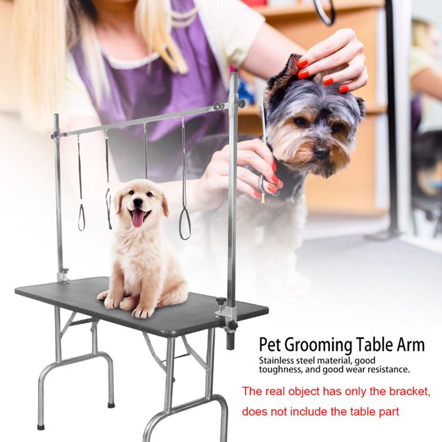Dog Grooming Hammock, Dog Grooming Table Dog Grooming Arm Stainless Steel Pet Grooming Table with Loop Noose Adjustable Height Clamp Holder for Small Medium Dogs, Cats At Home