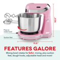 thumbnail image 2 of Dash Stand Mixer (Electric Mixer for Everyday Use): 6 Speed Stand Mixer with 3 Quart Stainless Steel Mixing Bowl, Dough Hooks & Mixer Beaters for Dre, 2 of 7