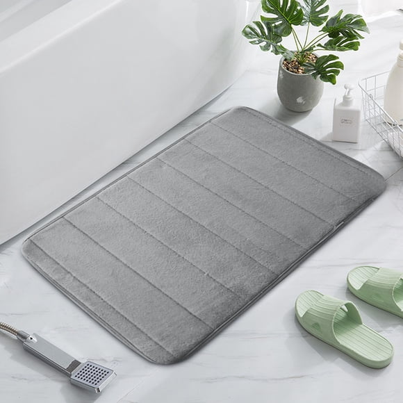 PRETXORVE Thick Velvet Floor Kitchen Bathroom Solid Color 2pc