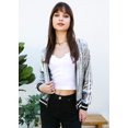 thumbnail image 2 of Veste Bomber à Paillettes à Rayures pour Femmes à Manches Longues avec Fermeture Éclair Frontale, 2 of 5