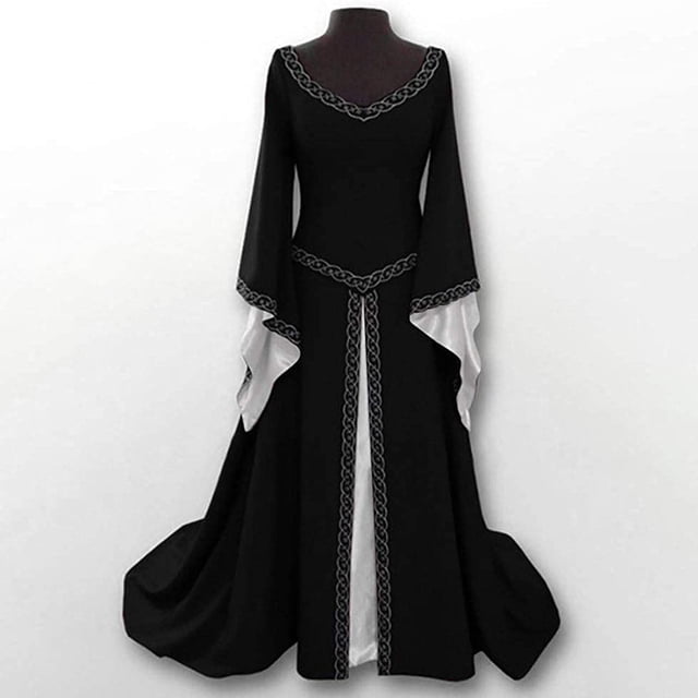 TIMIFIS Women's Renaissance Medieval Costume Dress Lace up Irish Over Long Dresses Cosplay Retro Gown SetFall/Winter