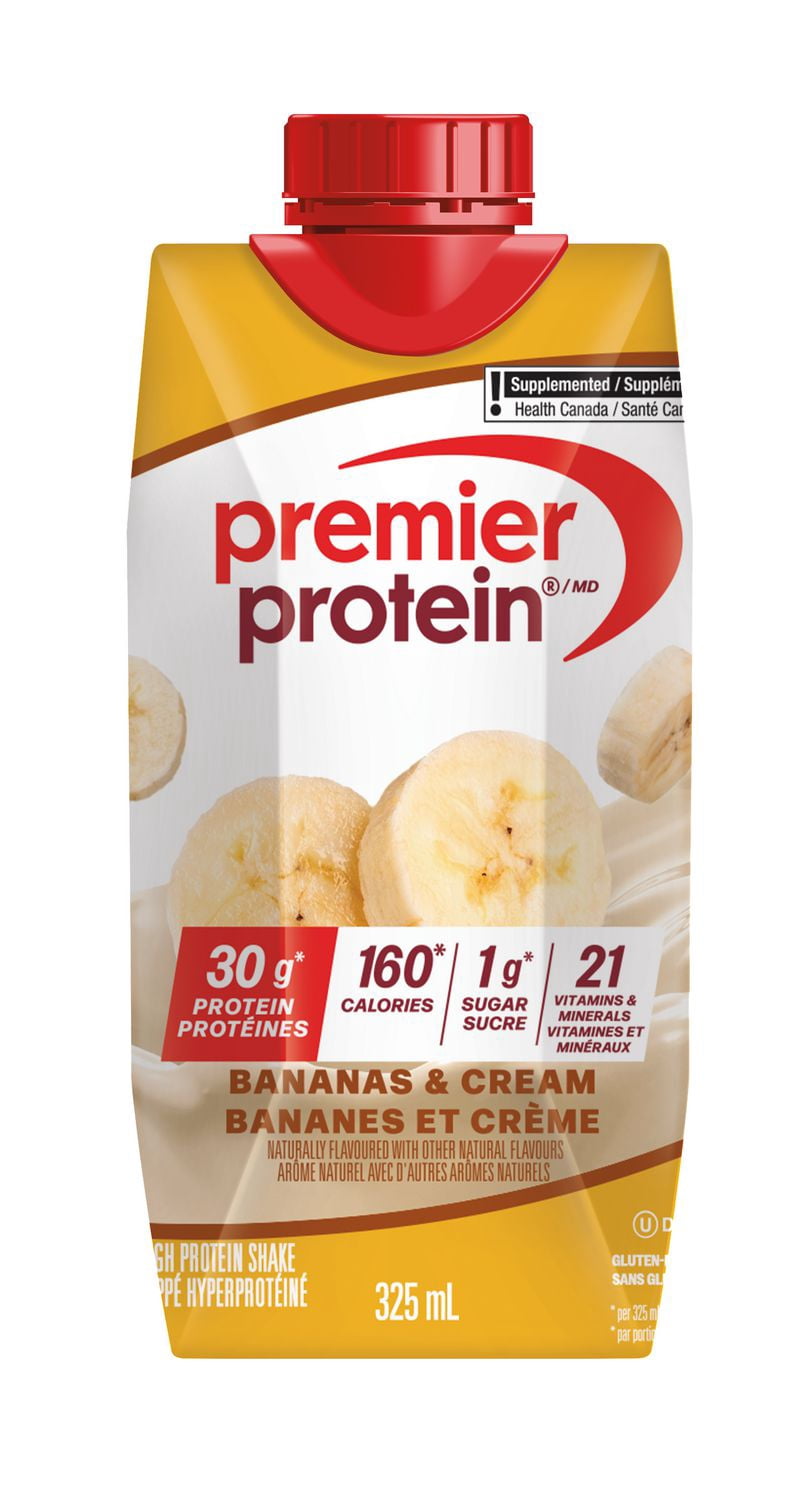 Premier Protein aux Bananes et à la Crème, Boisson Protéinée Prête à Boire, Lot de 4