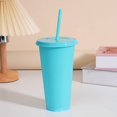thumbnail image 1 of Assorted solid color reusable 710ml 24oz plastic cup cold cup coloured cup takeaway straw cup glasses with straw and lid, 1 of 5