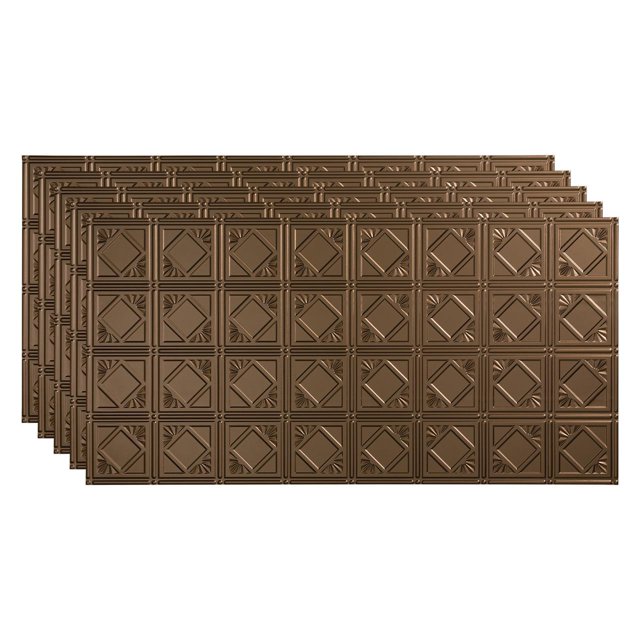 Fasade Traditional 4 Vinyl 2ft x 4ft Glue Up Ceiling Panel Argent Bronze 5 Pack