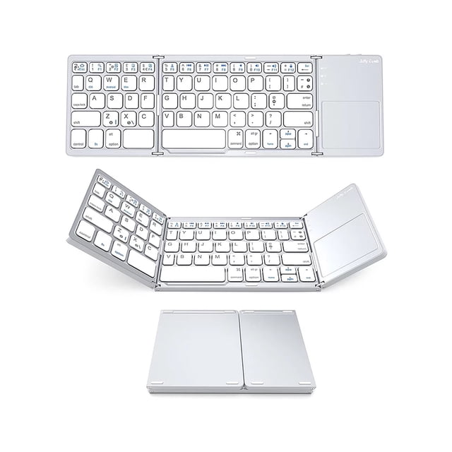 Wireless BT Keyboard Mini Folding Keyboard Portable Ultra Slim BT Keyboard with Touchpad for Windows/Android/iOS