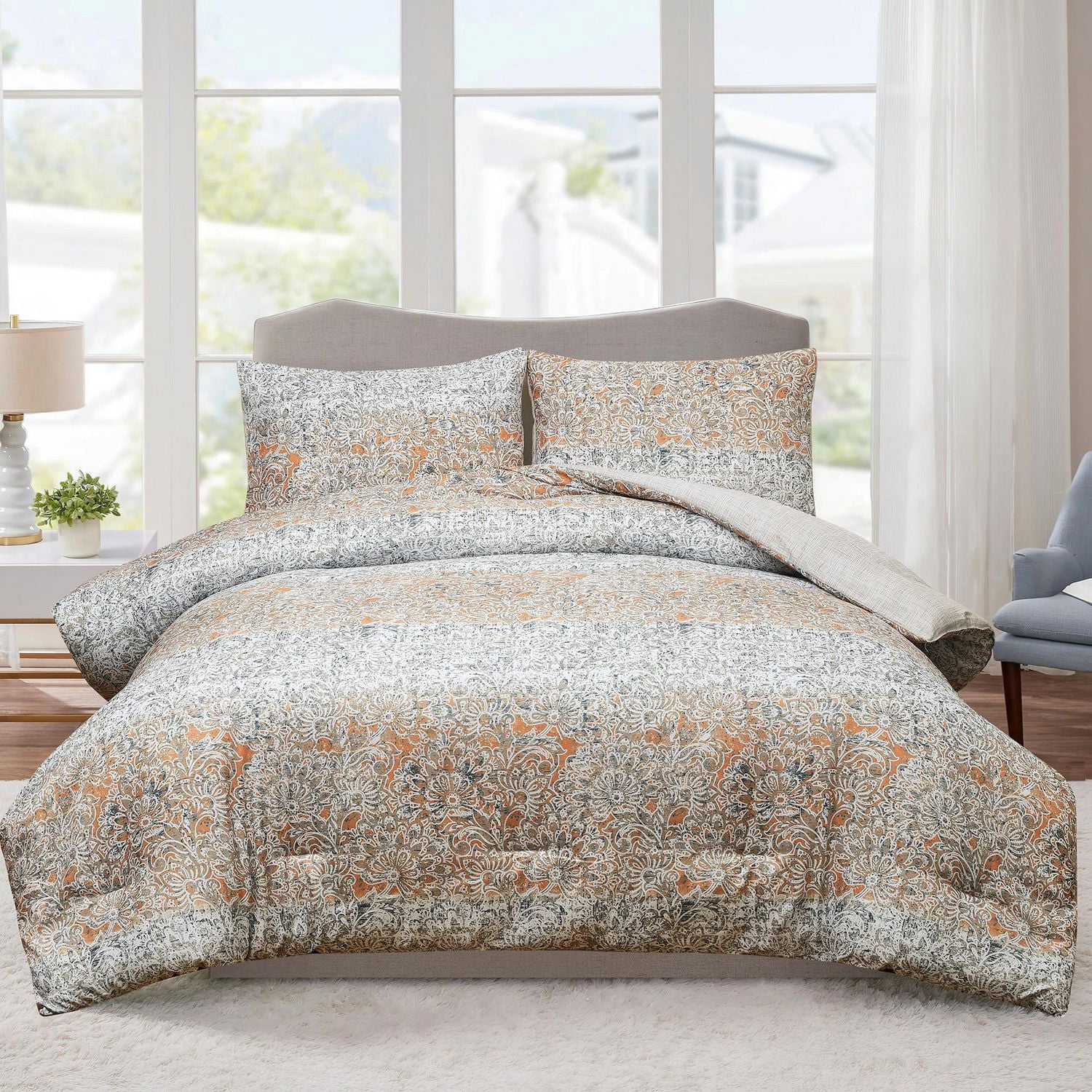 Safdie & Co. Ensemble D'Edredon Imprime Reversible 3MCX -Madero Double Queen