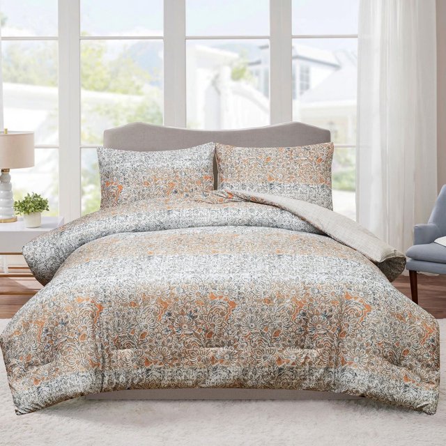 Safdie & Co. Ensemble D'Edredon Imprime Reversible 3MCX -Madero Double Queen