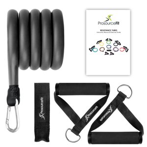 ProsourceFit Heavy Duty Single Stackable Resistance Bands with Door Anchor and Exercise Guide, 16-20 LB for Full-Body Exercises and Home Workouts, Black
