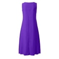 thumbnail image 5 of Ohufall Robe Femme en Coton et Lin à Col en V Sans Manches Décontractée Robe Débardeur Unie Confortable avec Poches Robe Midi d'Été Chic, 5 of 5