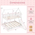 thumbnail image 3 of Costway Twin Over Queen Bunk Bed House Shaped Bed Frame with Climbing Nets and Ramp White, 3 of 10