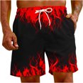 thumbnail image 4 of Penkiiy Shorts de Carnaval, Short de Plage Décontracté pour Homme à Imprimé Flamme Spécial, Pantalon Short 2TG Rouge, 4 of 9