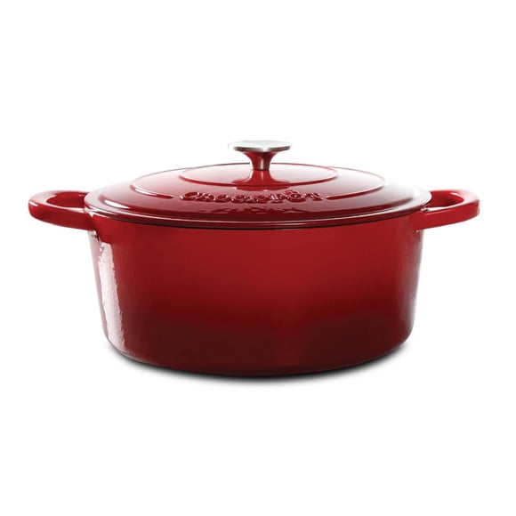 Crock-Pot Artisan Four hollandais en fonte émaillée avec couvercle, rouge écarlate, ovale, 7 Qt