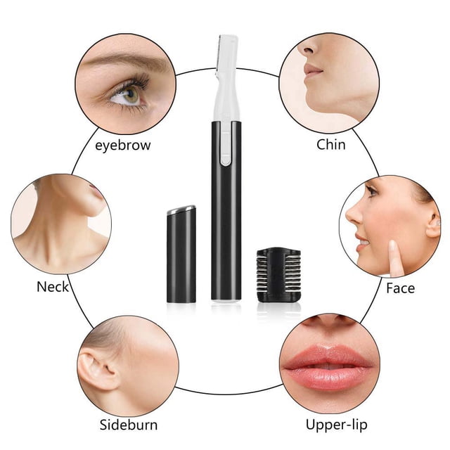 CHOK Women Eyebrow Precision Trimmer - Lady Facial Peach Fuzz Shaver Electric Razor Remover Kit for Brows Face Body Painless Instant Hair Removal Battery Operated