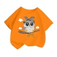 thumbnail image 1 of Chemises Filles Imprimé Mignon Col Rond Manches Courtes Tee Été Mode Ample Vêtements Bébé Filles Orange 2-4 Ans, 1 of 4