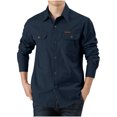 thumbnail image 1 of Pisexur Chandails en Molleton pour Hommes à Boutons Multi-Poches Cargo Chandail en Molleton Décontracté Mode Couleur Unie Coton Chandail Manches Longues Col Rabattu Chemises Formelles d'Affaires Grande Taille Chandail en Molleton M-6TG, 1 of 4