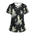 thumbnail image 5 of FcBaudy Hauts pour Femmes, Blouses & Chemises à Manches Courtes Col en V Mode Décontractée d'Halloween Imprimé Manches Courtes Col en V Poche Blouse d'Infirmière Polyester pour Femmes, 5 of 5