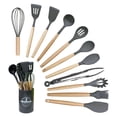 thumbnail image 1 of Non-Stick Silicone Kitchen Utensil Set, Scratch Resistant Tools With Integrated Stainless Steel Core, Wooden Handles for Safe Grip, Odorless & Bpa Free Cooking Gadgets (12 PCS), 1 of 5