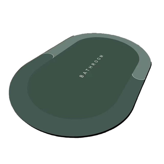 GROWTH TANK Super Absorbent Bathroom Rug Quick Dry Washable Diatomite Easy to Clean Bath Mat Oval Green L