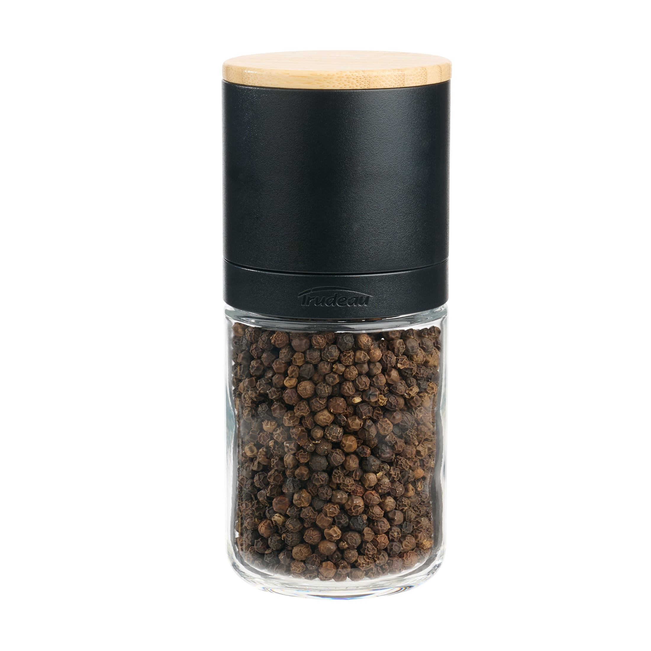 Trudeau STAK Filled Pepper Mill, Pre-filled with 75 g of Pepper, Bamboo Lid