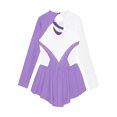 thumbnail image 4 of RUNQHUI Enfants Filles Manches Longues Ballet Danse Justaucorps Gymnastique Dos Creux Strass Sequins Rouleau Lavande 6, 4 of 5