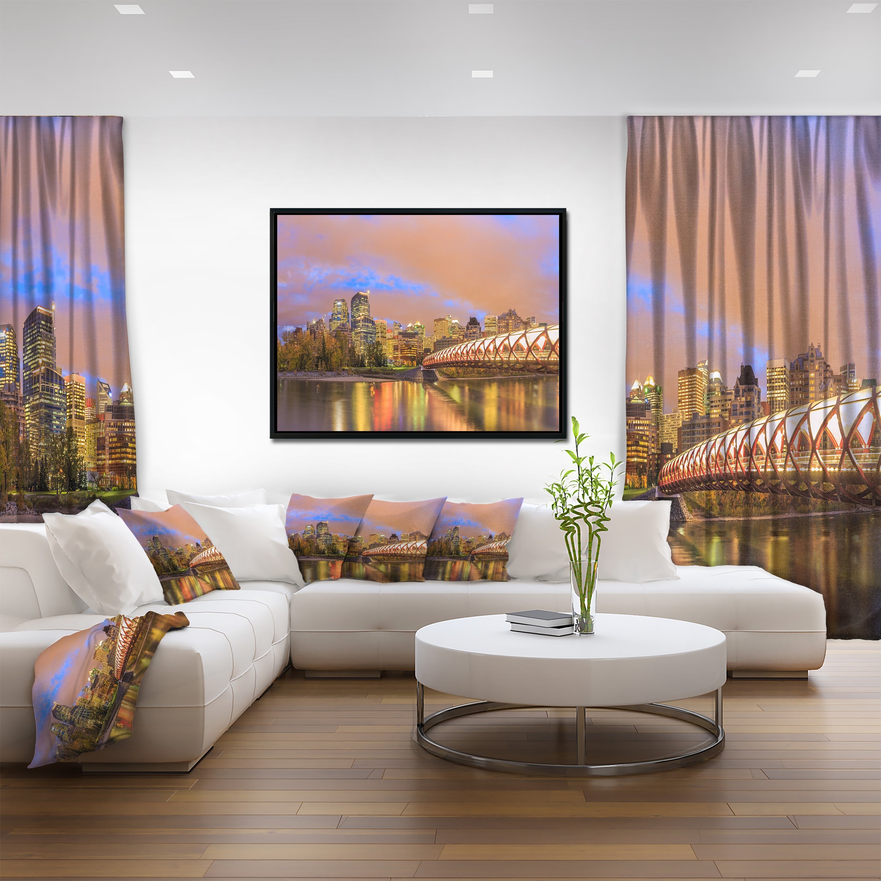 Design Art Calgary Dans La Nuit Sur Toile Encadrée
