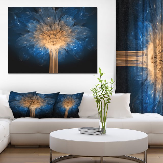 Fractal 3D Blue Dragon Flower - Abstract Canvas Art Print