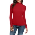 thumbnail image 1 of Kcodviy Femmes Uni Manches Longues Surdimensionné Hauts Thermiques pour Femmes Col Roulé Simulé Blouse Hauts Hauts Thermiques pour Femmes Temps Froid Coupe Ajustée Extensible Couche Thermique Femmes Haut Manches Longues T-Shirts, 1 of 7