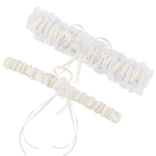 XZNGL White Garters for Bride 2 Pieces, Wedding Garter for Bride Elasticity Lace Garter, Wedding Garter Set for Bride