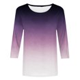 thumbnail image 4 of IROINID Offres T-Shirt à Manches Longues en Polyester pour Femmes Col Rond Confortable Dégradé Imprimé Manches Blouse Chemise, Violet, 4 of 5