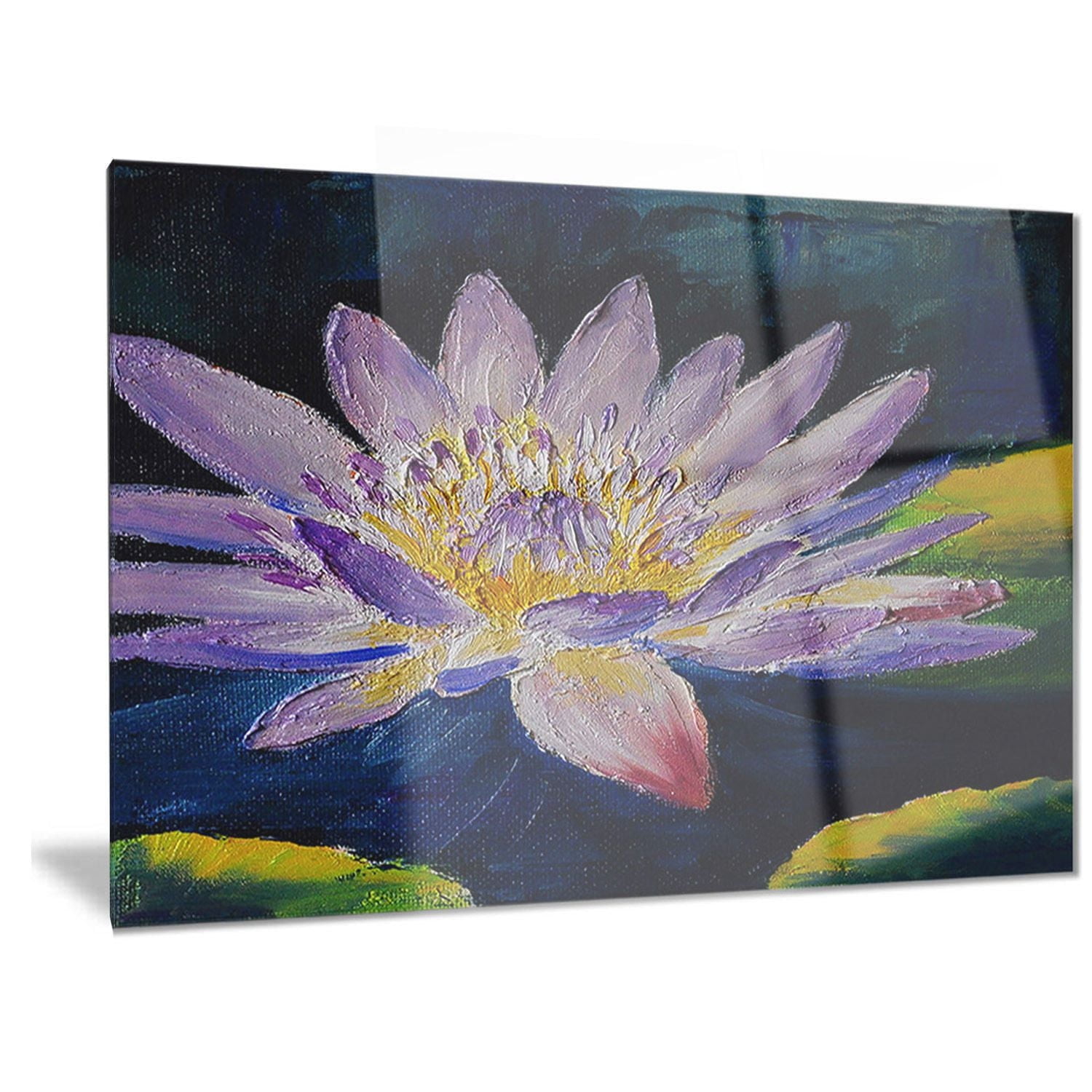 Design Art Purple Lotus Flower Floral Metal Wall Art