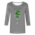 thumbnail image 4 of T-Shirt Ample à Manches Trois-Quarts et Col Rond Imprimé pour la Saint-Patrick pour Femmes, 4 of 6