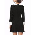 thumbnail image 3 of INSPIRE CHIC Junior's Peter Pan Collar Contrast Button Decor Long Sleeve Flare Dress, 3 of 5