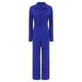 thumbnail image 1 of Eandarui Combinaisons pour Femmes à Manches Longues Mode Combinaison à Boutons Décontractée Couleur Unie Col Rabattu Salopettes Bleu P, 1 of 7