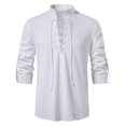 thumbnail image 1 of Men Retro Style Long Sleeve Shirt Tops Renaissance Viking Pirate Hippie Blouse, 1 of 2