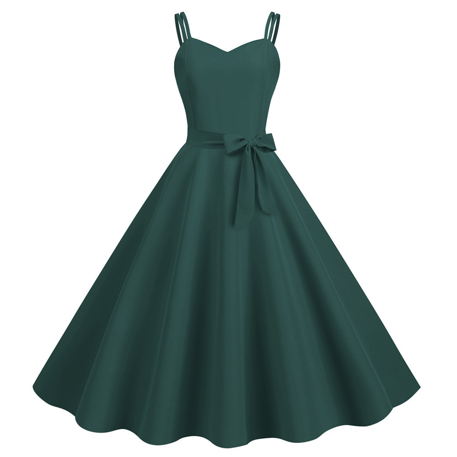 Robes Grande Taille Décontractées Sans Manches pour Femme au Foyer Soirée Bal Robe de Mode Unie Vert Armée TG