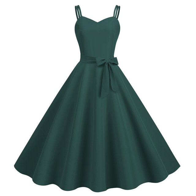 Robes d'Été pour Femmes 2025 Décontractées Sans Manches Femme au Foyer Soirée Bal Robe Maxi Mode Unie Vert Armée L