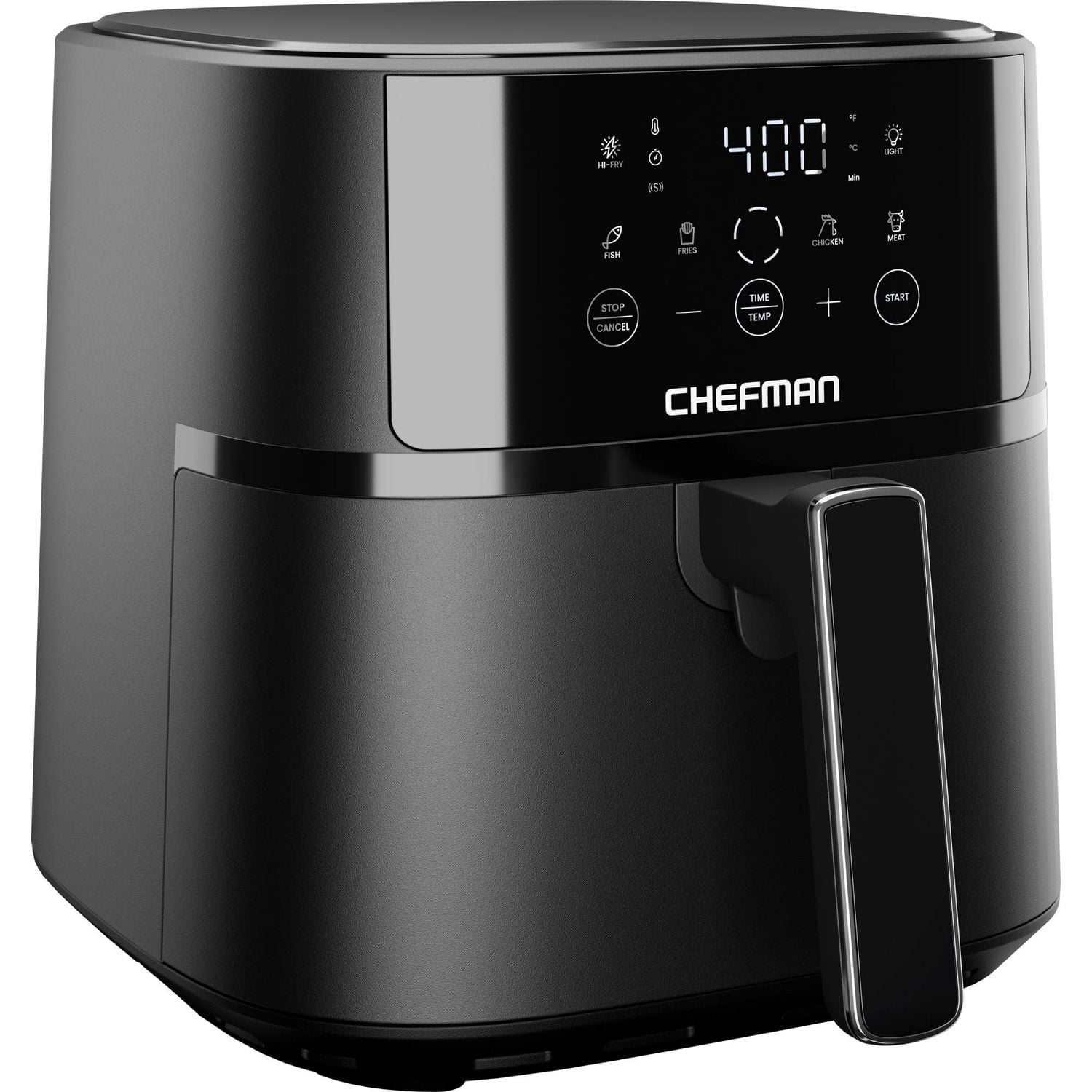 Chefman 5.5L (6 Qt) Compact Digital Touch Air Fryer w/ Hi-Fry & Shake Reminder - Black, New