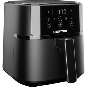 Chefman 5.5L (6 Qt) Compact Digital Touch Air Fryer w/ Hi-Fry & Shake Reminder - Black, New