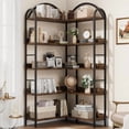 thumbnail image 1 of Corner Bookshelf Arched Bookcase, L Shaped Bookshelf Industrial Corner Shelf, Large Bookshelf With Metal Frame, Etagere Shelf Corner Display Rack for Living Room Bedroom, 1 of 9