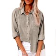thumbnail image 2 of Womens Cotton Button Down Shirt Casual Long Sleeve Loose Fit Collared Linen Work Blouse Tops with Pocket, 2 of 8