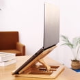 thumbnail image 1 of Adjustable Wooden Laptop Stand - Foldable & Compact Desk Accessory for Office - Sustainable Timber for Heat Dissipation, 11x11 Inch, Beige, 1 of 7