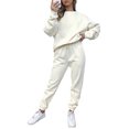 thumbnail image 3 of Innerwin Two Piece Outfit Drawstring Women Jogger Set Sports Long Sleeve Beam Foot Sweatsuits White XL, 3 of 7