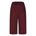 thumbnail image 5 of Summer Clearance 2025! Womens Plus Size Pants,Women Solid Color High Waisted Elastic Drawstring With Pocket Cotton And Linen Five Quarter Pants, 5 of 5